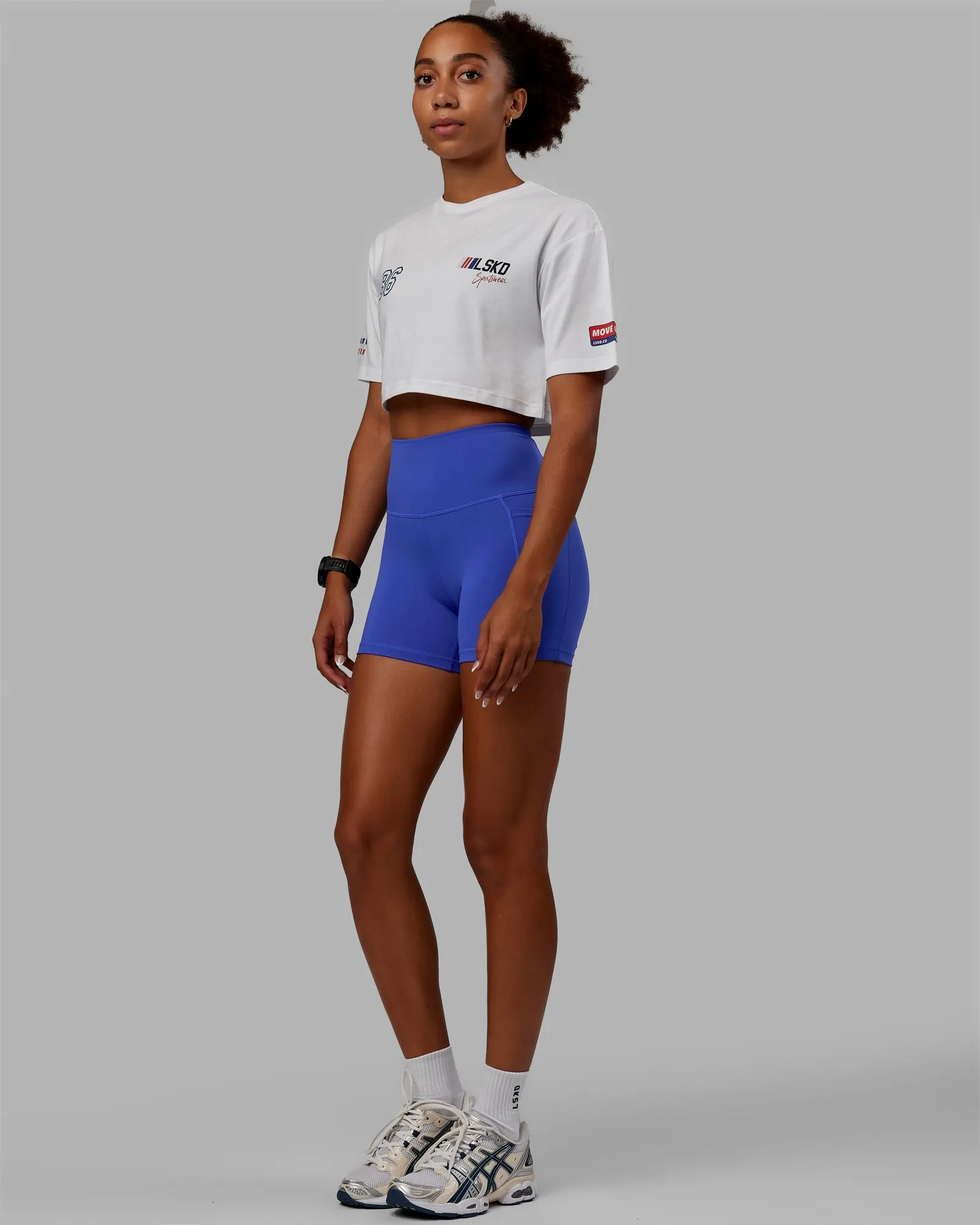 Redline FLXCotton Cropped Tee - White-Navy