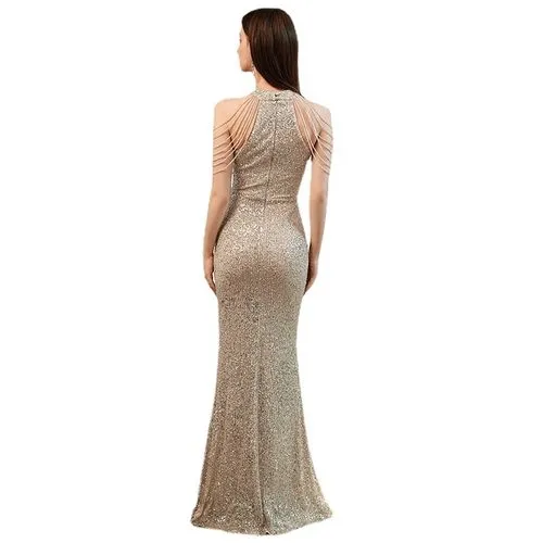 Regular Dress Basic Round Neck Backless Sleeveless Solid Color Maxi Long Dress Party