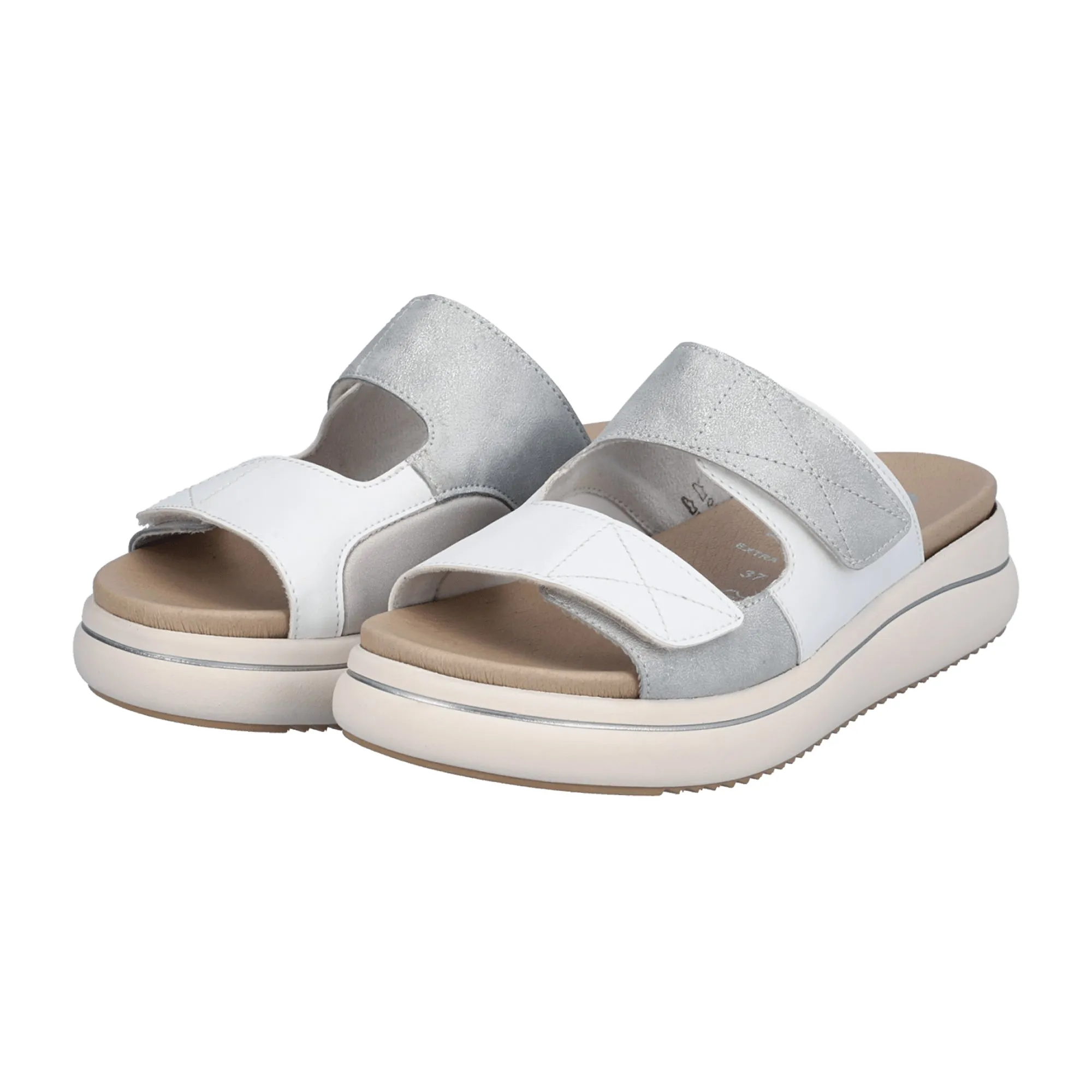 Remonte Women's White Sandals with Velcro Strap and Cushioned Sole