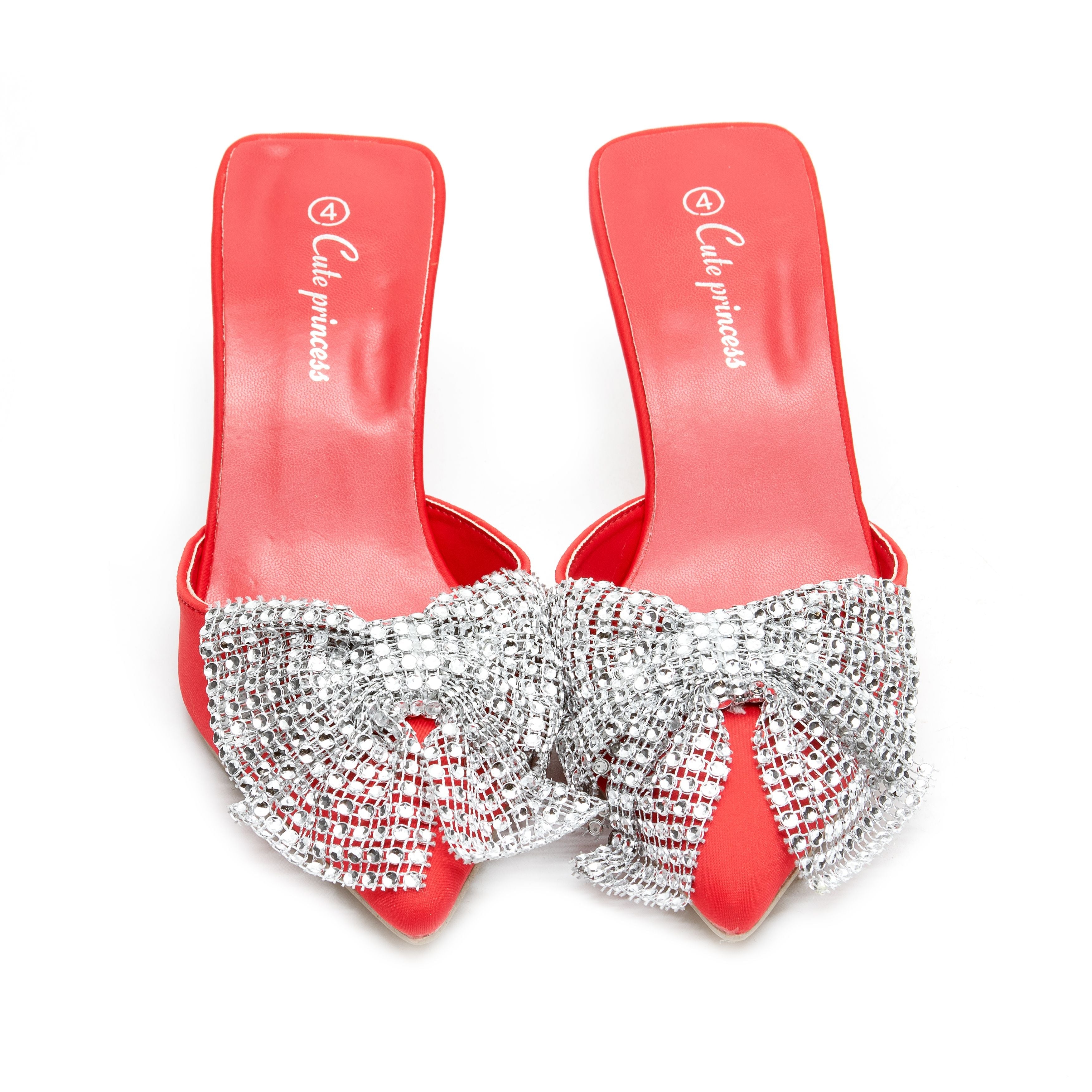 Rhinestone Bow-Knot Short Heel