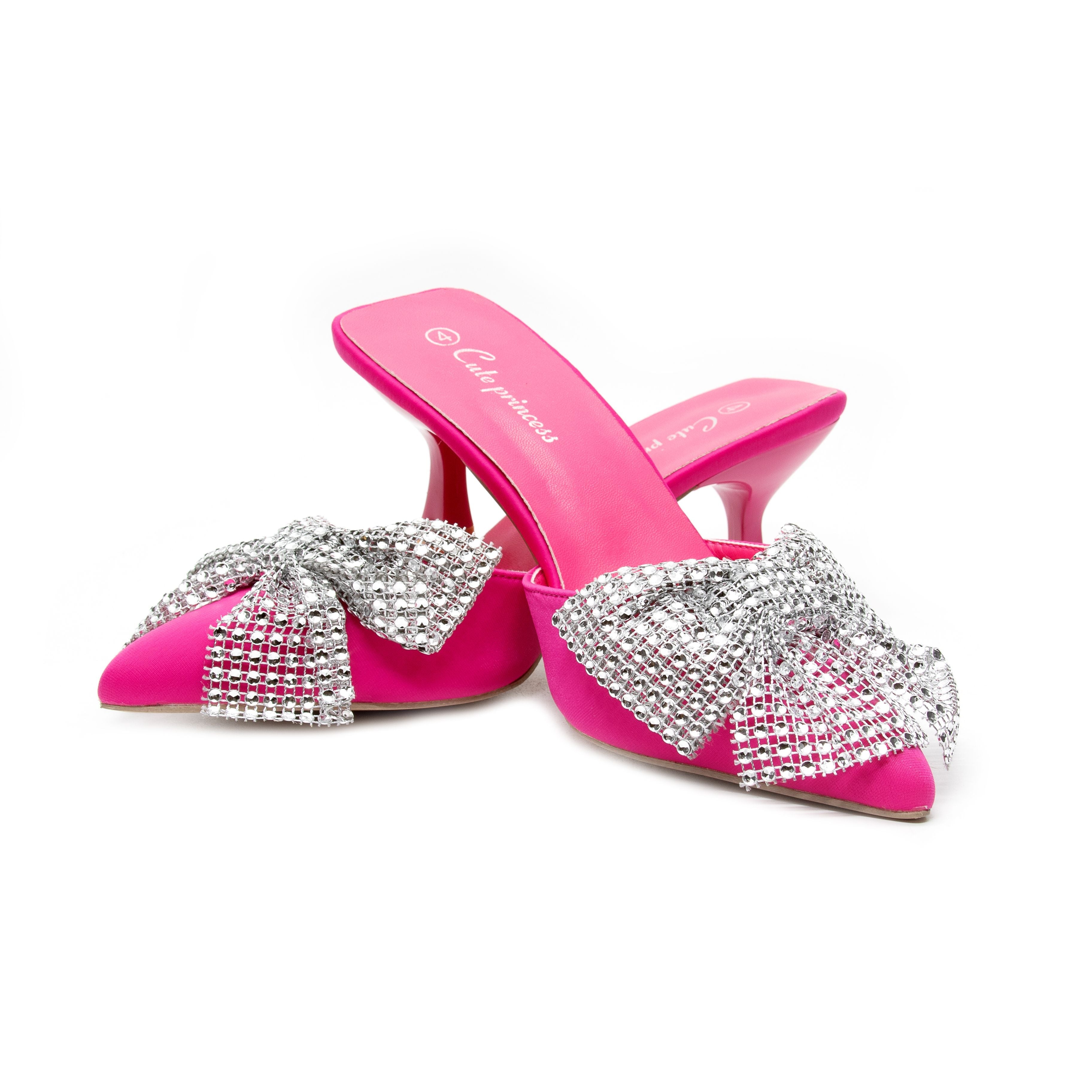 Rhinestone Bow-Knot Short Heel