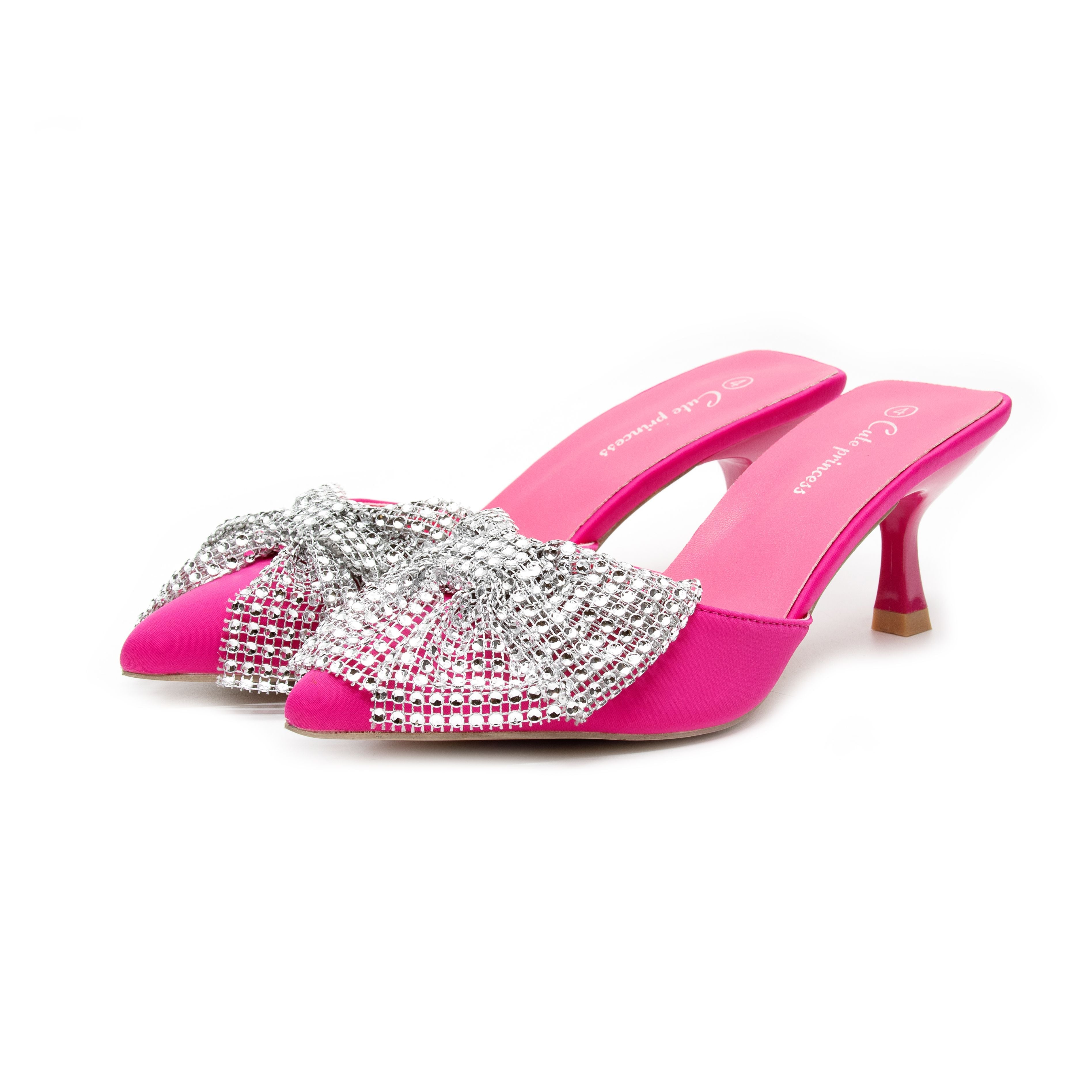 Rhinestone Bow-Knot Short Heel