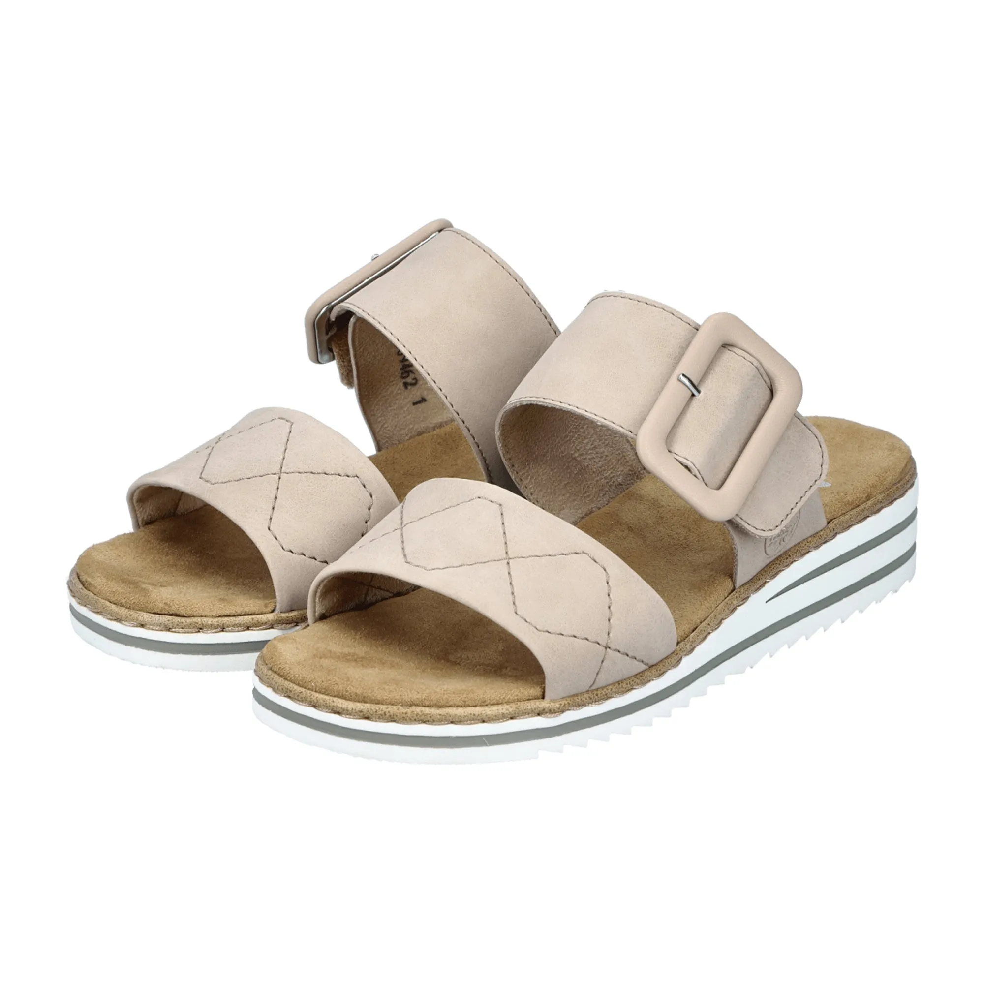 Rieker Beige Women's Slip-On Sandals with Velcro and Shock Absorbing Sole