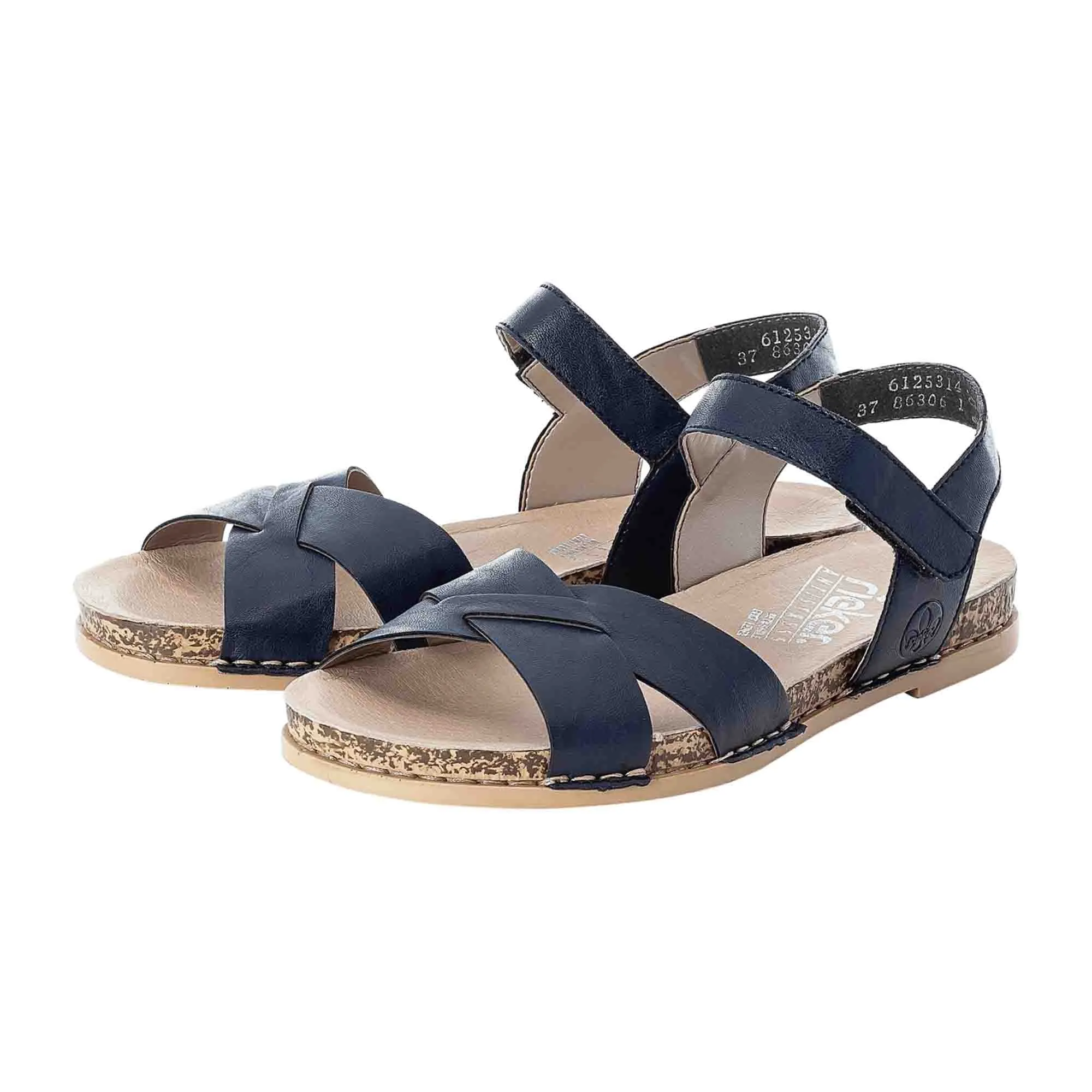 Rieker FSK Women's Blue Sandals with Velcro Strap and Cushioned Sole