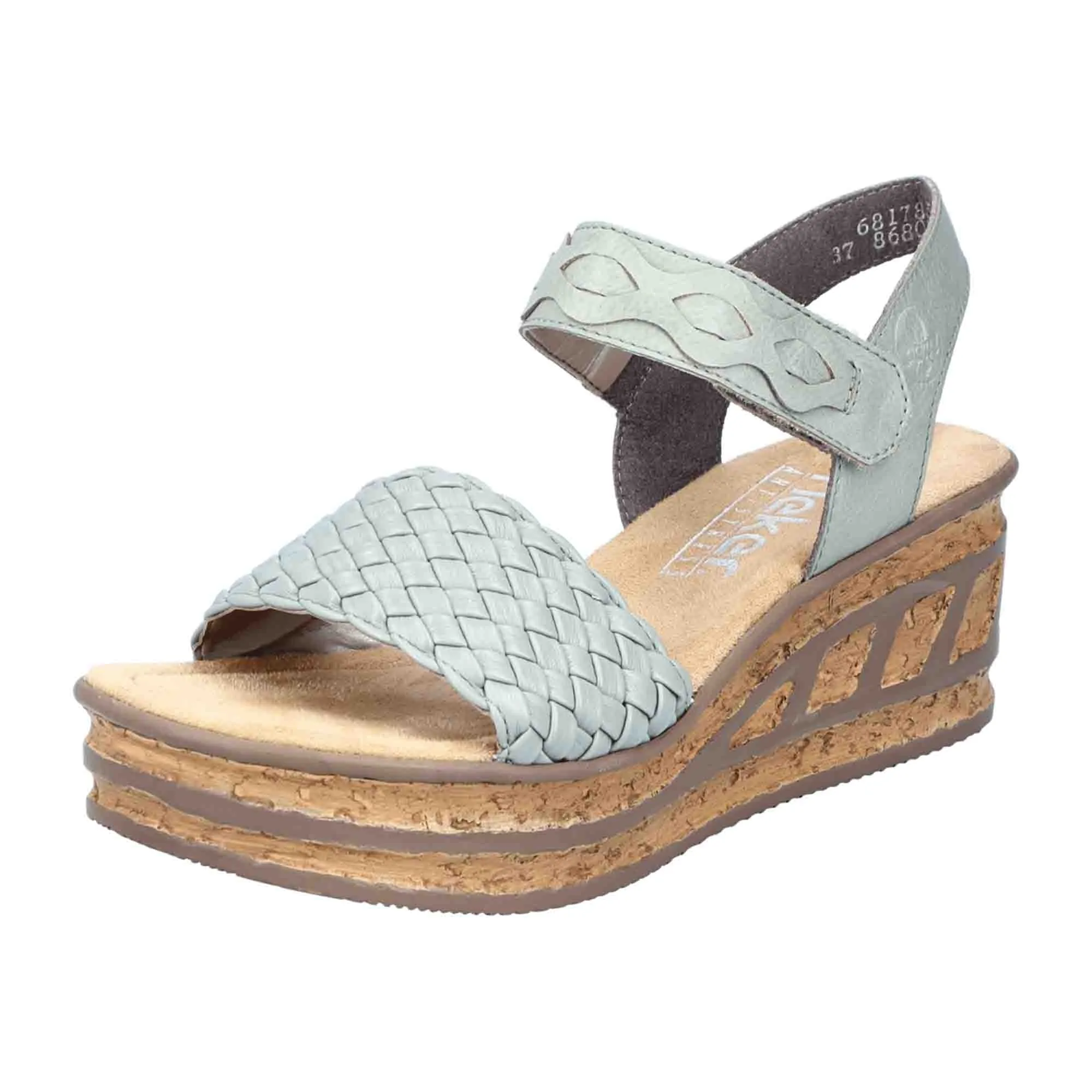 Rieker Green Wedge Sandals for Women with Velcro Closure