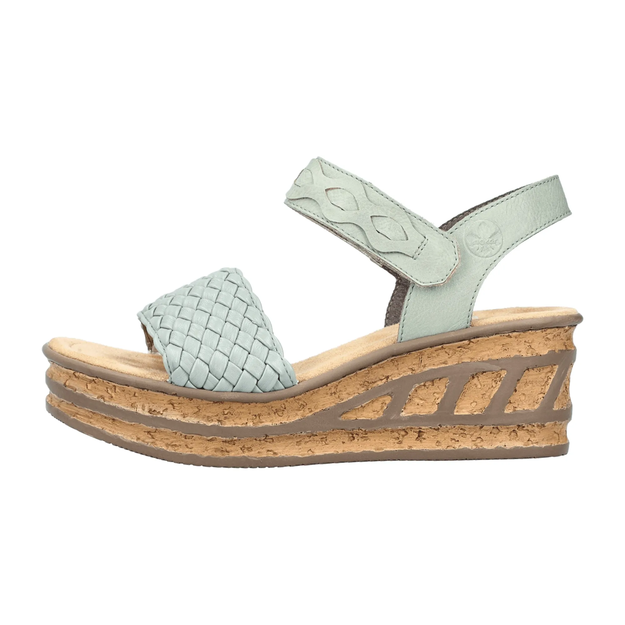 Rieker Green Wedge Sandals for Women with Velcro Closure