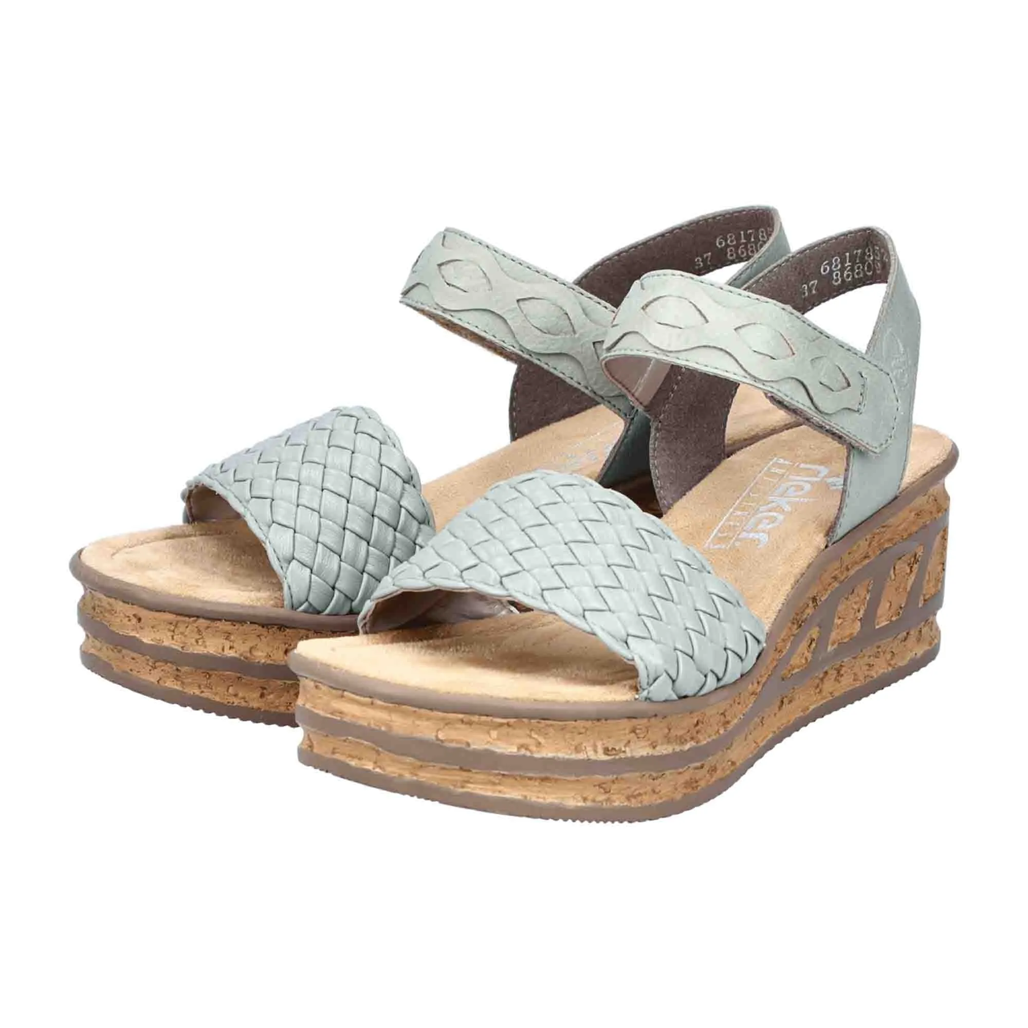 Rieker Green Wedge Sandals for Women with Velcro Closure