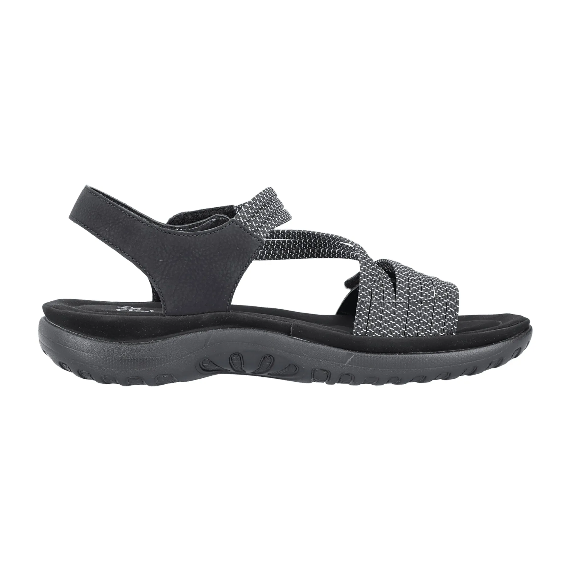 Rieker Women's Black Sandals with Velcro Strap and Comfortable Sole