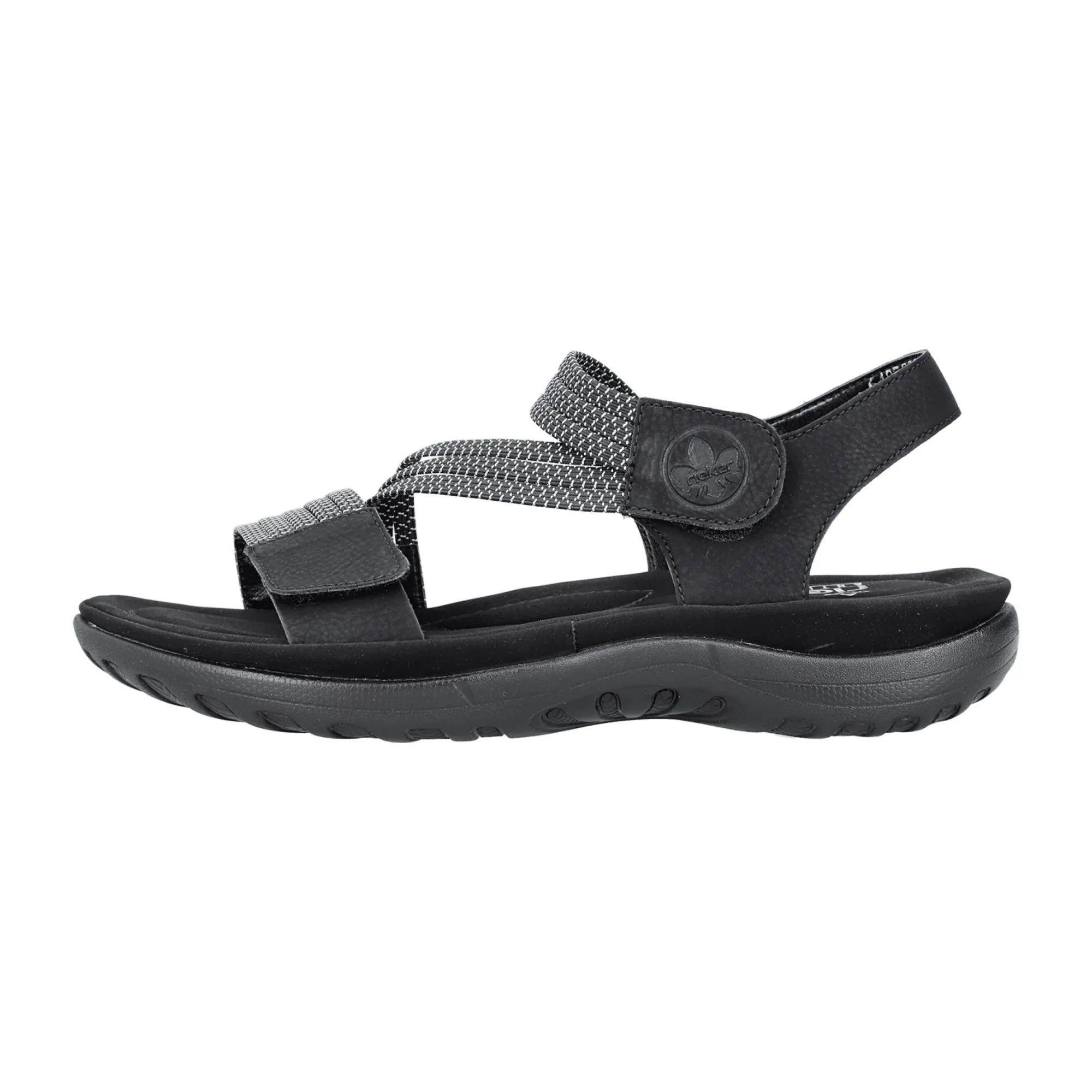 Rieker Women's Black Sandals with Velcro Strap and Comfortable Sole