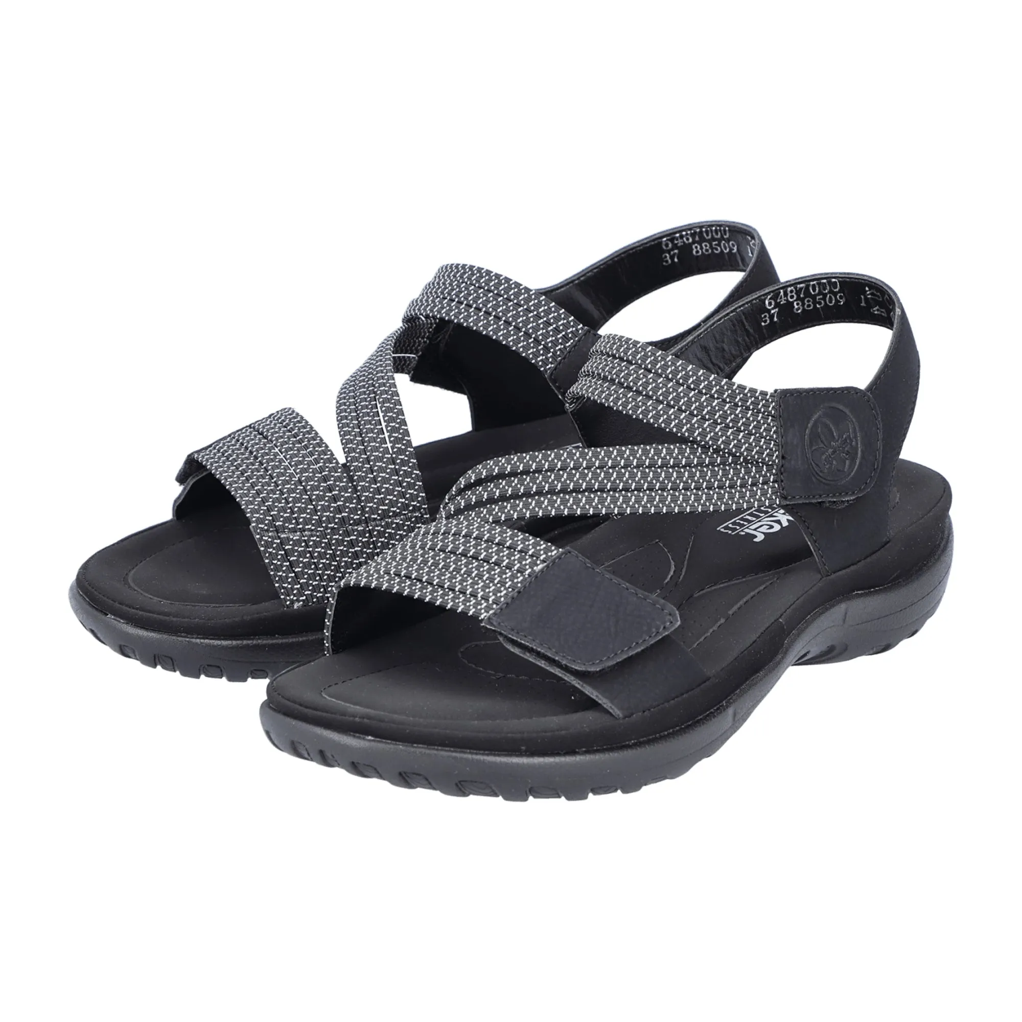 Rieker Women's Black Sandals with Velcro Strap and Comfortable Sole