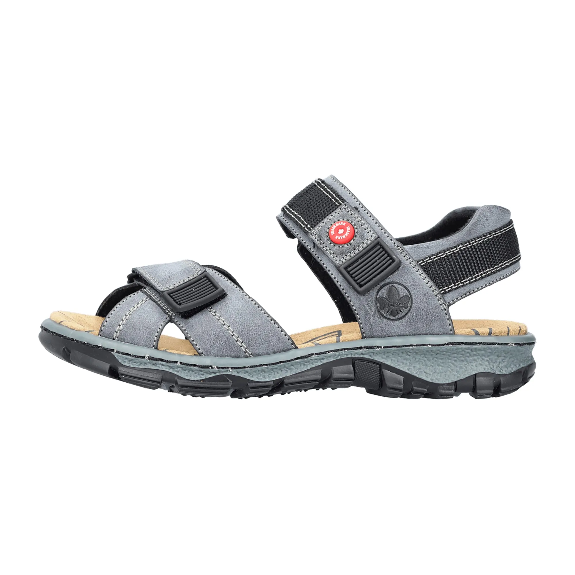 Rieker Women's Blue Grey Trekking Sandals with Velcro Straps and Cushioned Sole