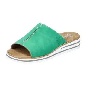 Rieker Women's Green Slip-On Sandals with Cushioned Sole and Open Toe