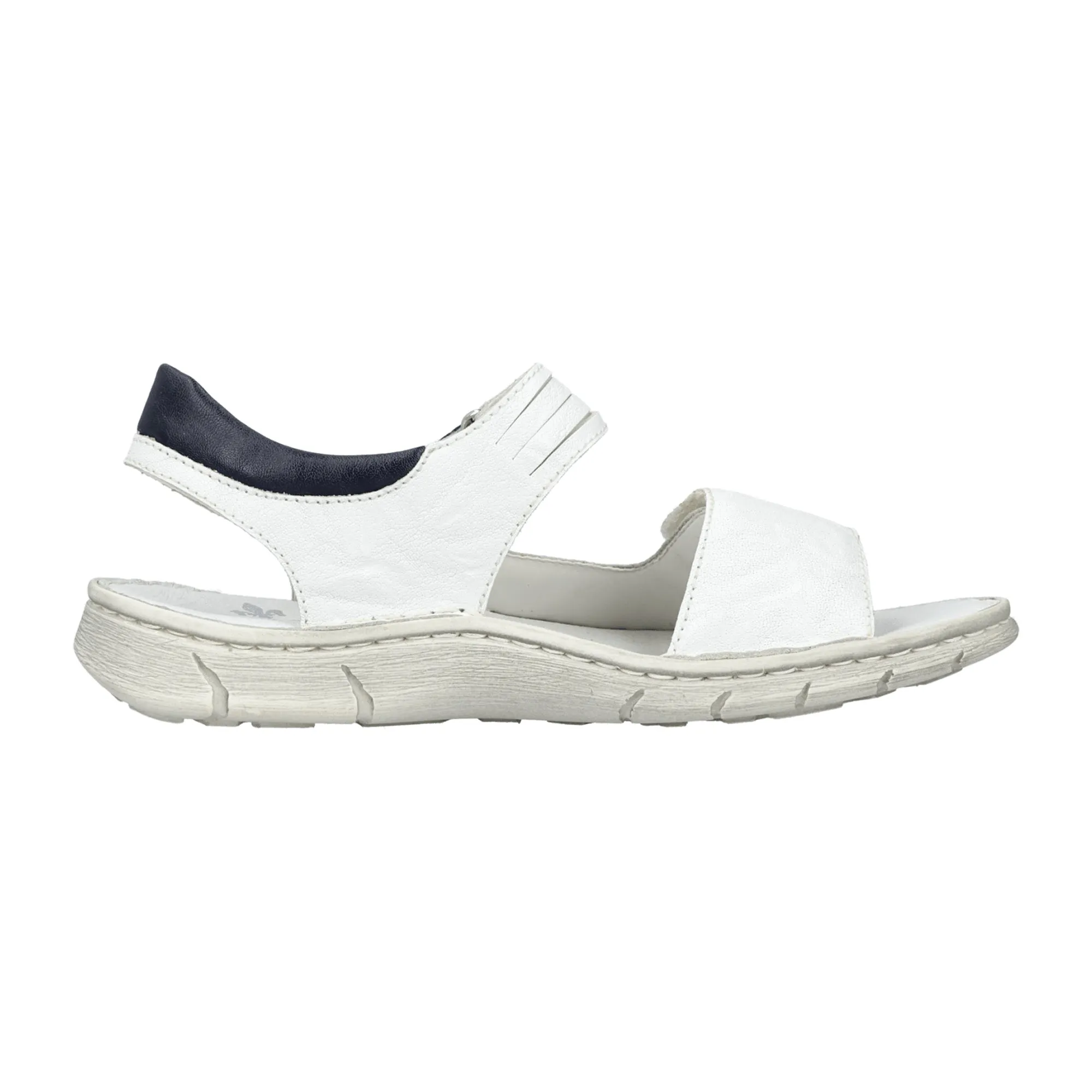 Rieker Women's White Leather Sandals with Comfort Straps and Velcro Closure