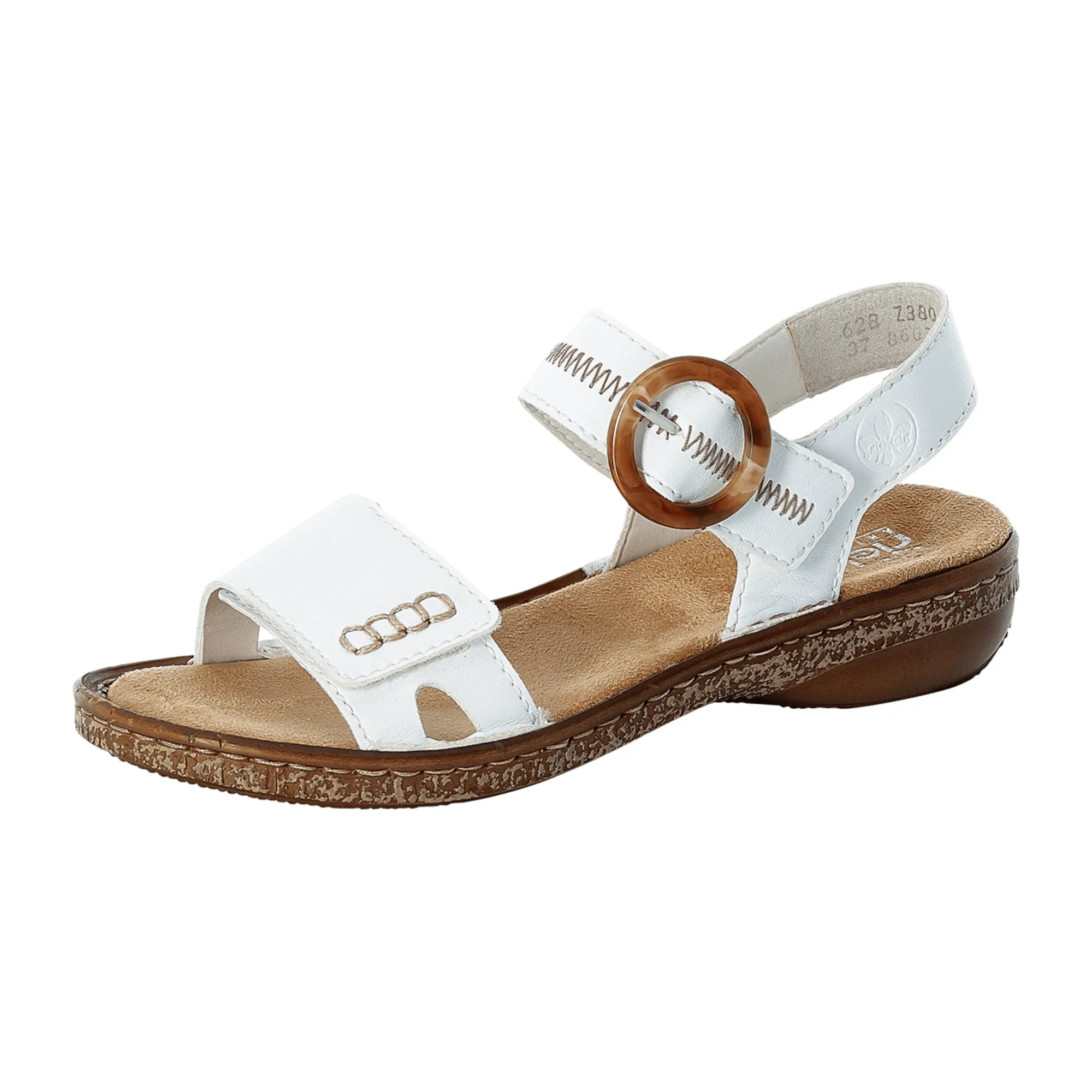 Rieker Women's White Sandals Comfortable Strappy Design with Velcro Closure