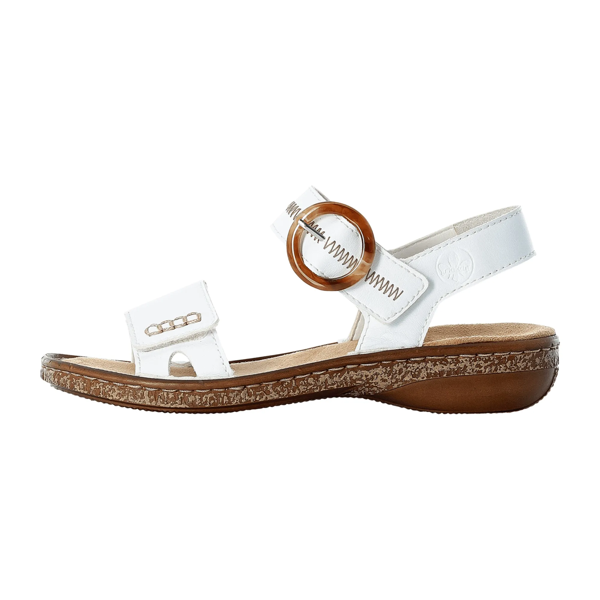 Rieker Women's White Sandals Comfortable Strappy Design with Velcro Closure