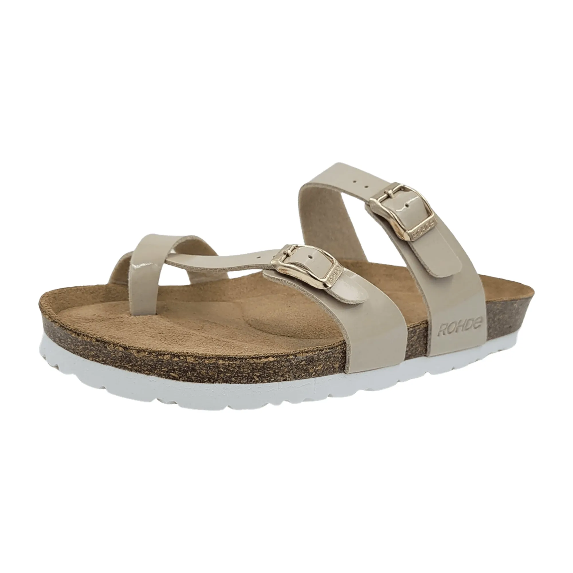 Rohde Alba Women's Beige Sandals Open Toe Adjustable Strap Synthetic Material