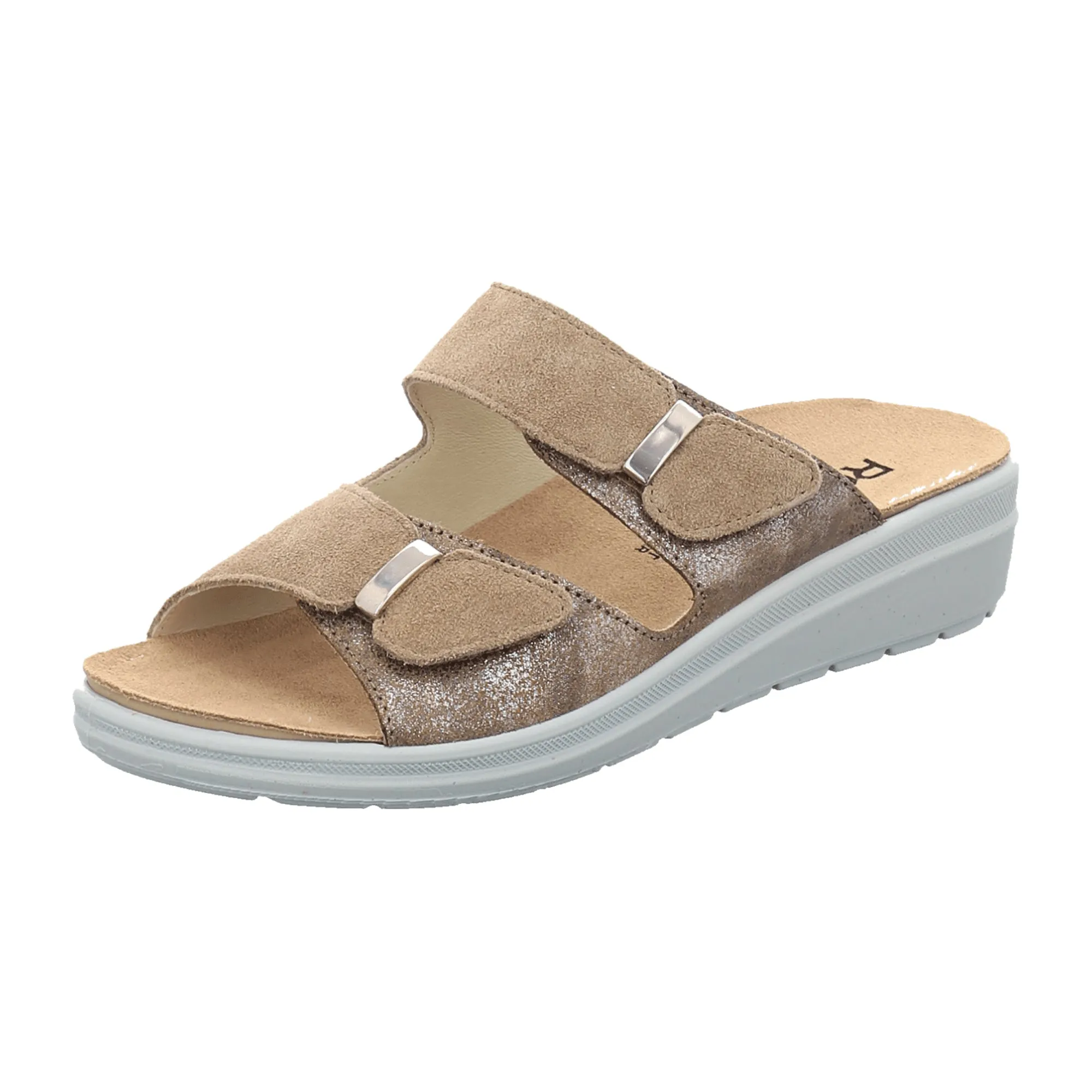 Rohde Silk Beige Leather Women's Sandals with Removable Insole and Velcro Closure