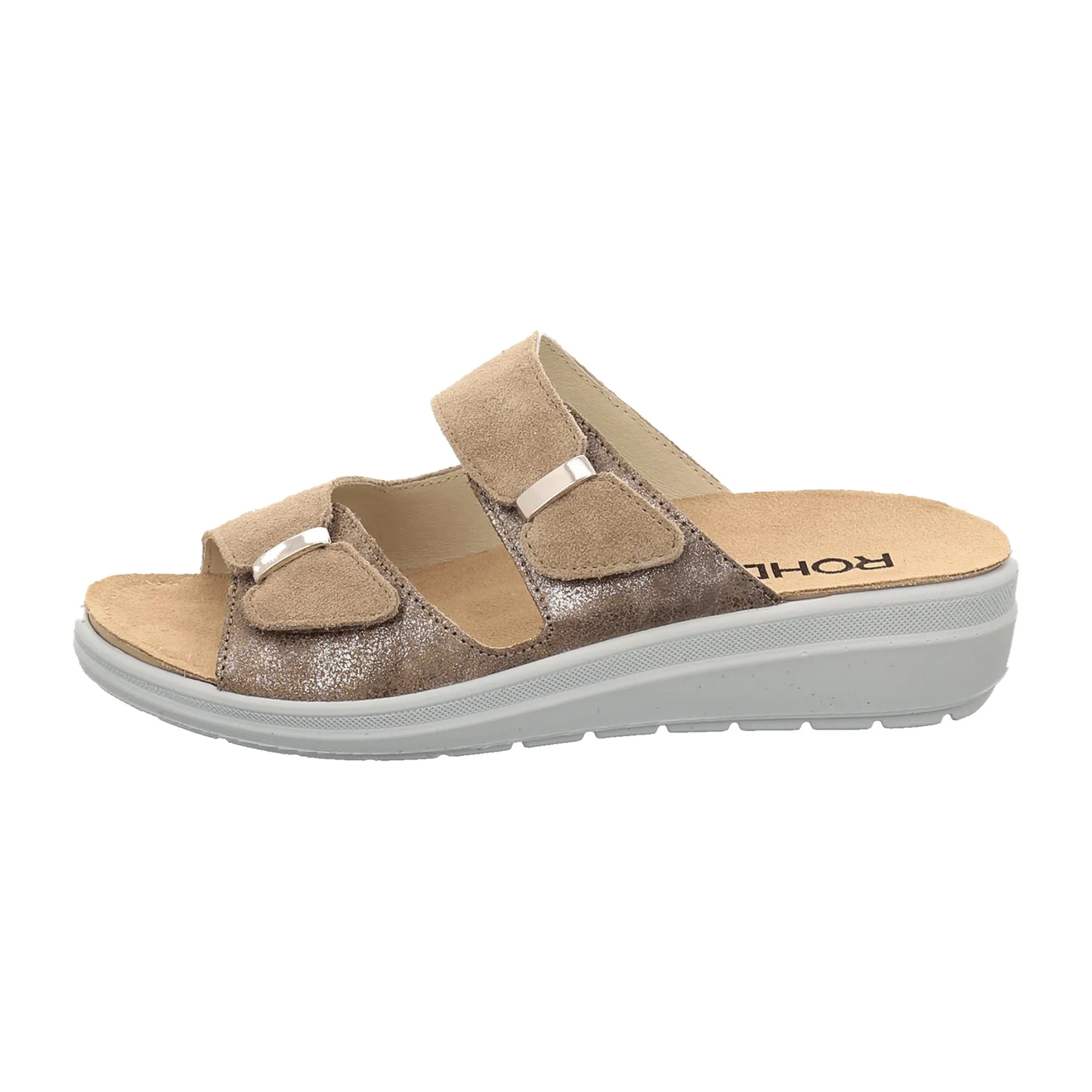 Rohde Silk Beige Leather Women's Sandals with Removable Insole and Velcro Closure