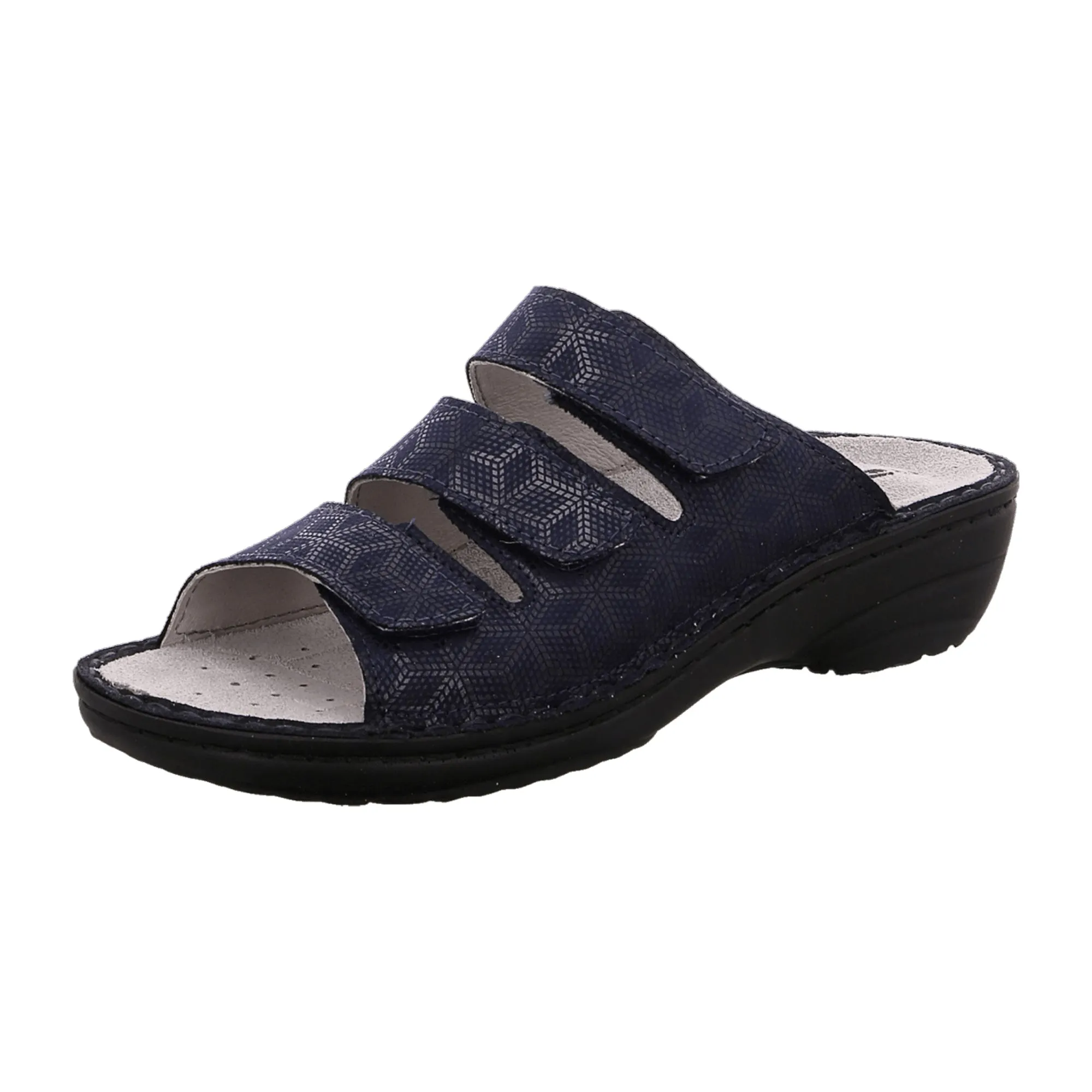 Rohde Women's Blue Leather Sandals with Removable Insole and Velcro Closure