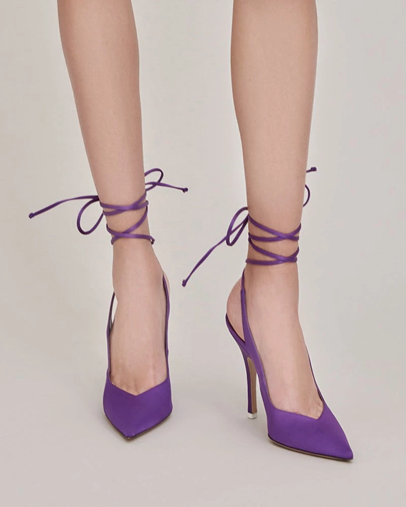 Satin Lace up Stiletto Heel  Dress Pumps