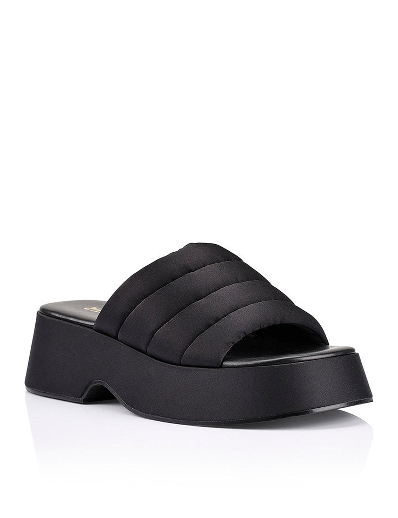 Scorpio Flatform Slides - Black Satin