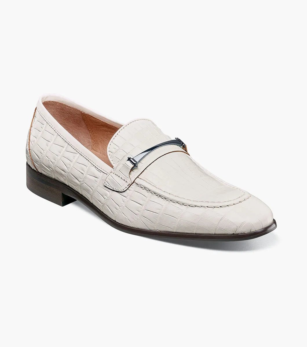 Stacy Adams - FERDINAND Moc Toe Bit Slip On - White - 25455-100