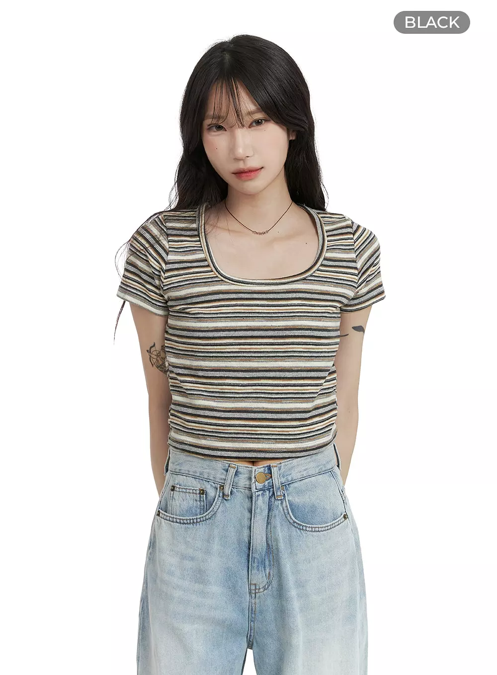 Striped Cropped Tee CA408