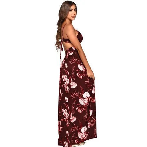 Swing Dress Sexy Sweet Strap Printing Sleeveless Flower Maxi Long Dress Street