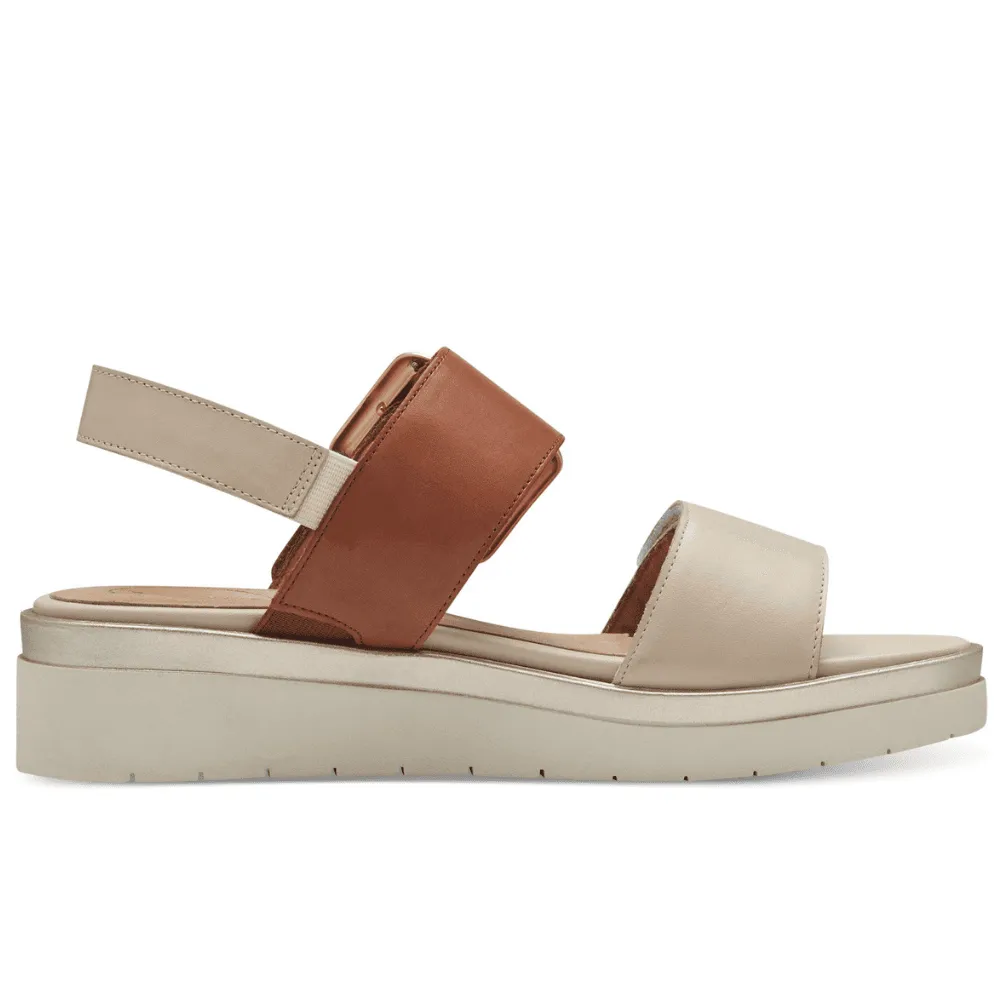 Tamaris Comfort 88706 Ivory and Tan Velcro Sandals