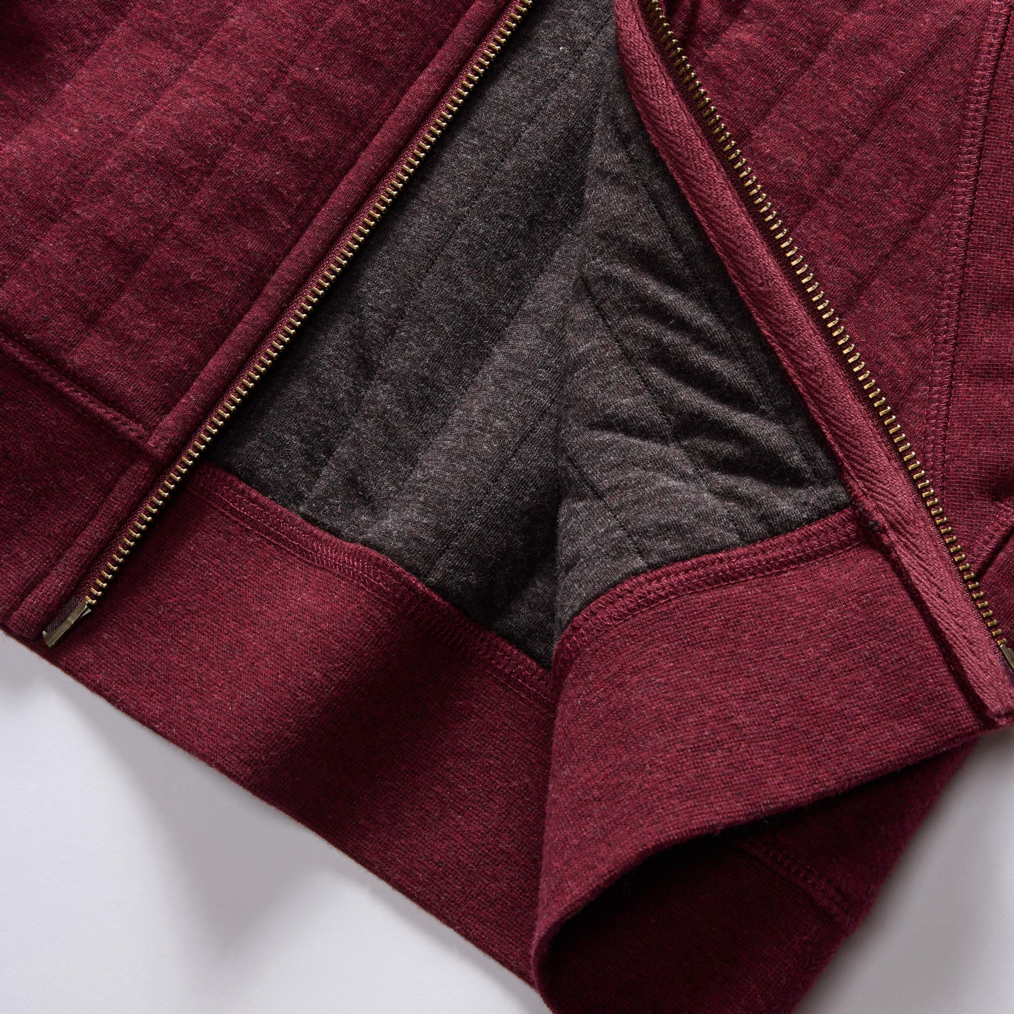 The Apres Zip Hoodie in Burgundy Quilt