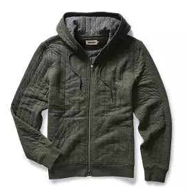 The Apres Zip Hoodie in Fatigue Olive Quilt