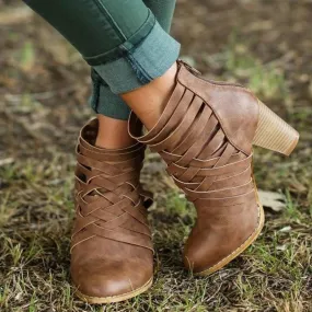 Thick Heel Hollow Short Boots