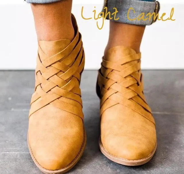 Thick Heel Hollow Short Boots