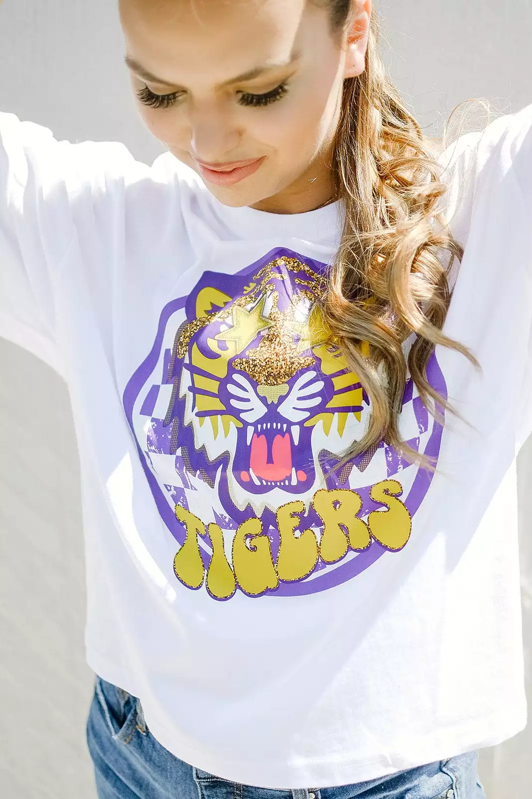 White Tiger Star Cropped Tee