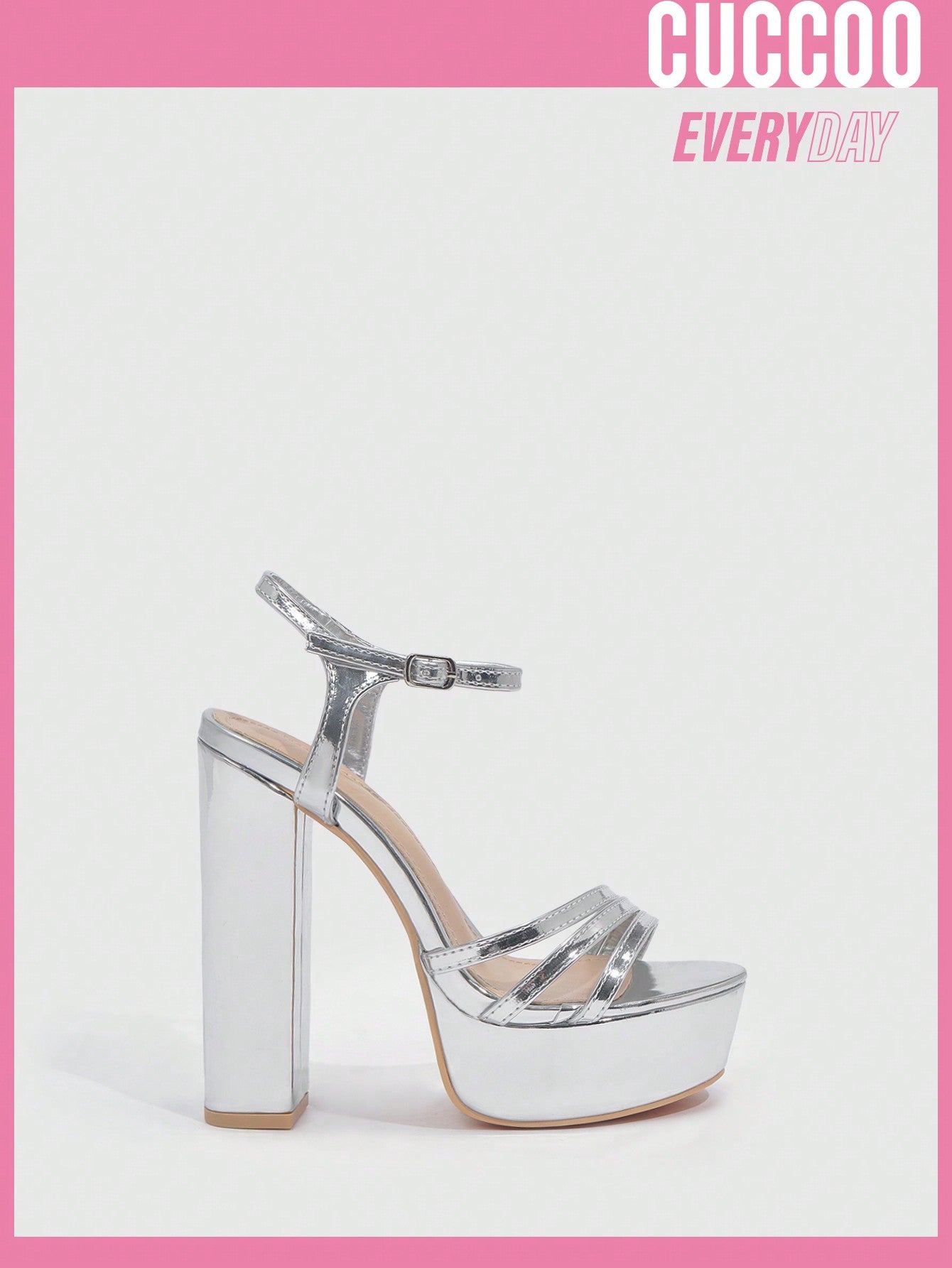 Woman Shoes Open Toe High Heel Silver Platform Sandals For Spring And Summer