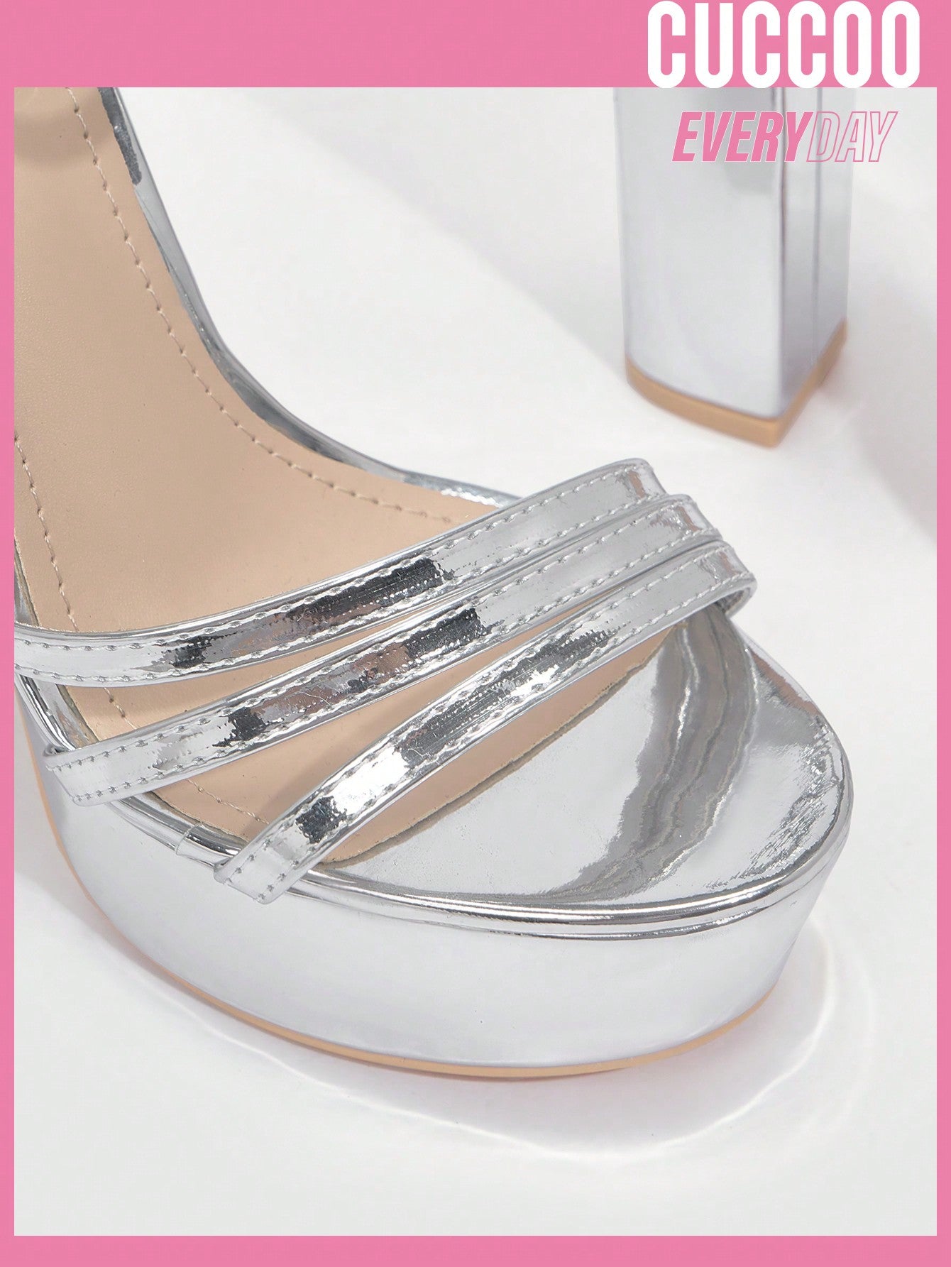 Woman Shoes Open Toe High Heel Silver Platform Sandals For Spring And Summer