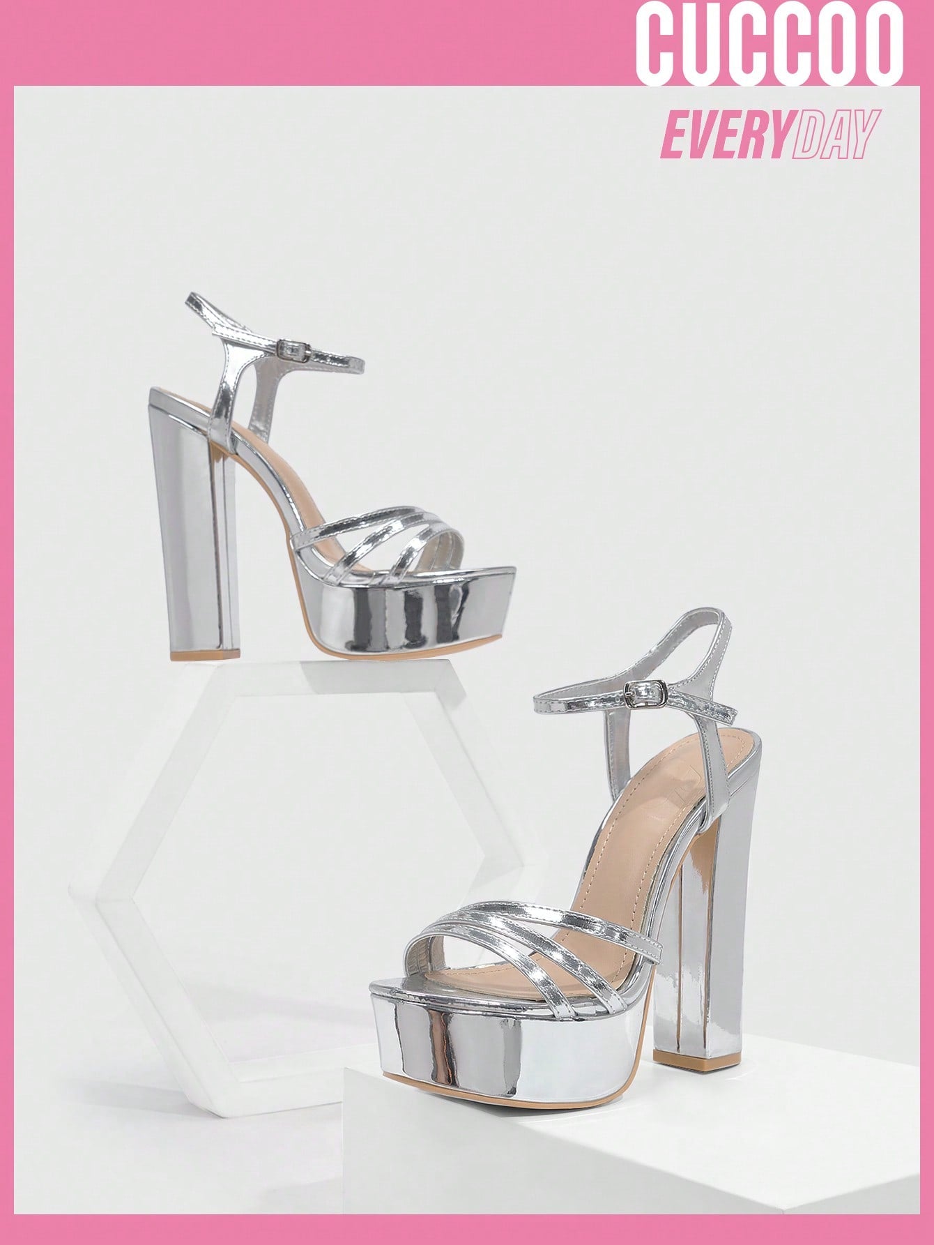 Woman Shoes Open Toe High Heel Silver Platform Sandals For Spring And Summer