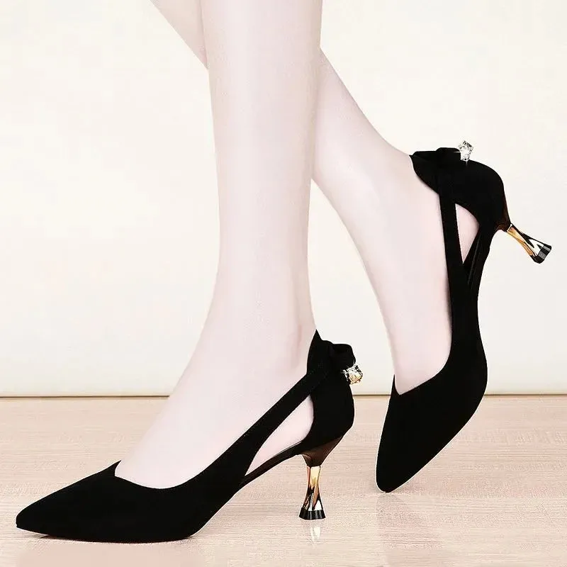 Women Pumps 2023 Autumer Champagne Bow Sexy Shoes for Women Stiletto Pointed Toe Shallow Wedding Party Shoes Women Zapatos