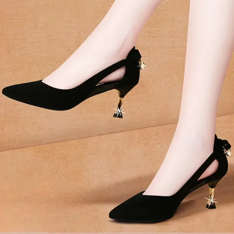 Women Pumps 2023 Autumer Champagne Bow Sexy Shoes for Women Stiletto Pointed Toe Shallow Wedding Party Shoes Women Zapatos