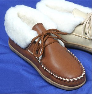 Women's 2-Eyelet Sheepskin Slippers Rubber Sole 2210-RS