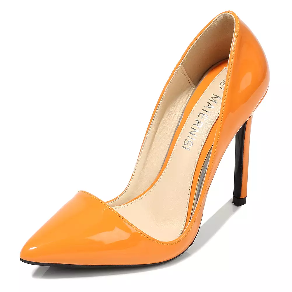 Women's Candy Color Pointed Toe Shallow Stiletto Heel Pumps