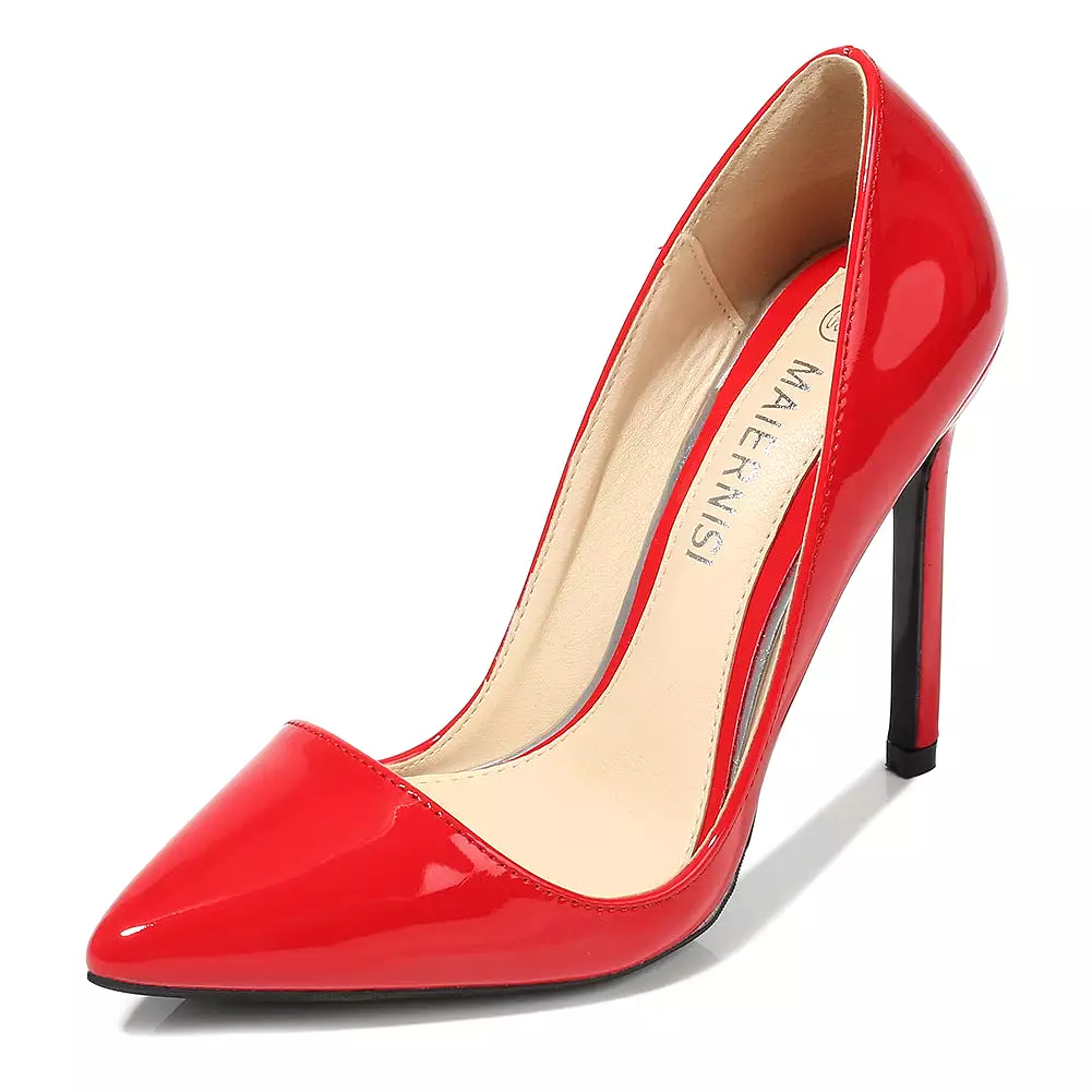 Women's Candy Color Pointed Toe Shallow Stiletto Heel Pumps