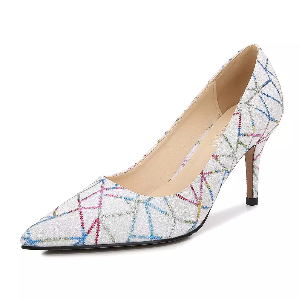 Women's Colorful Pointed Toe Shallow Stiletto Heel Pumps