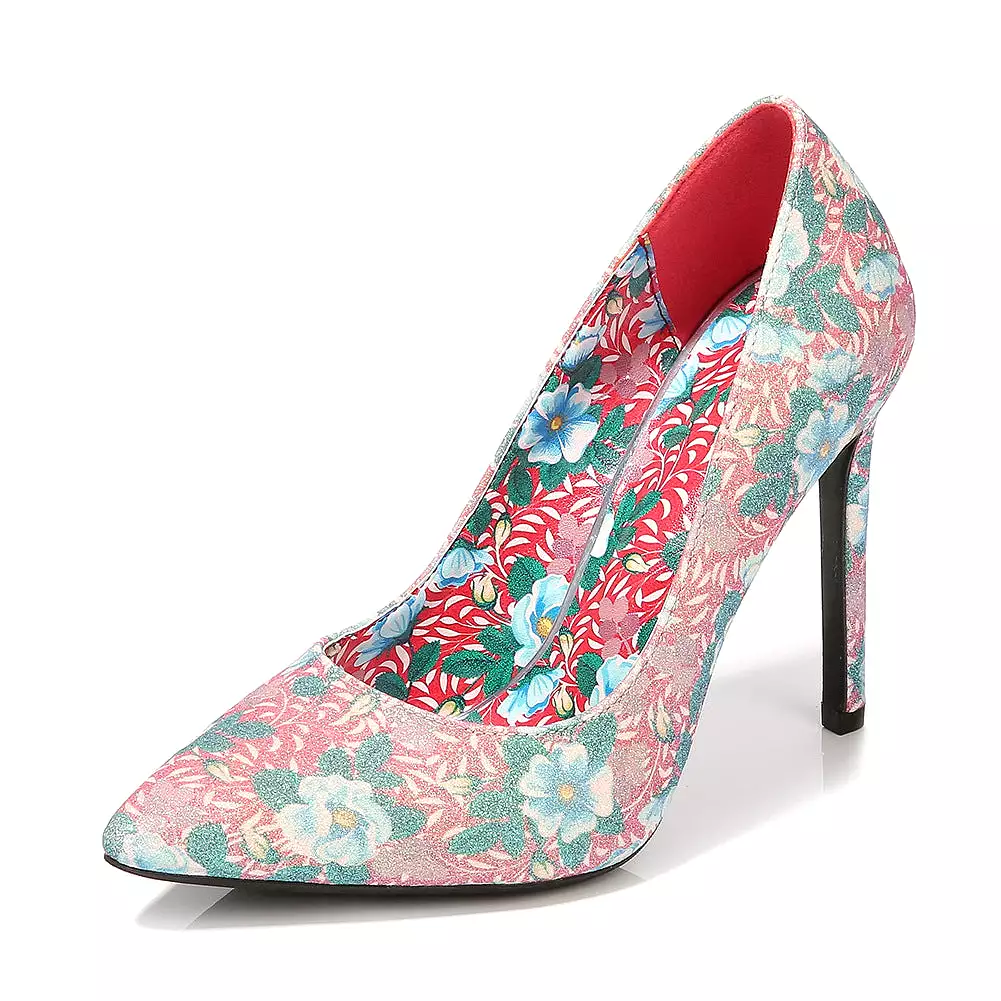 Women's Flora Printed Pointed Toe Shallow Stiletto Heel Pumps