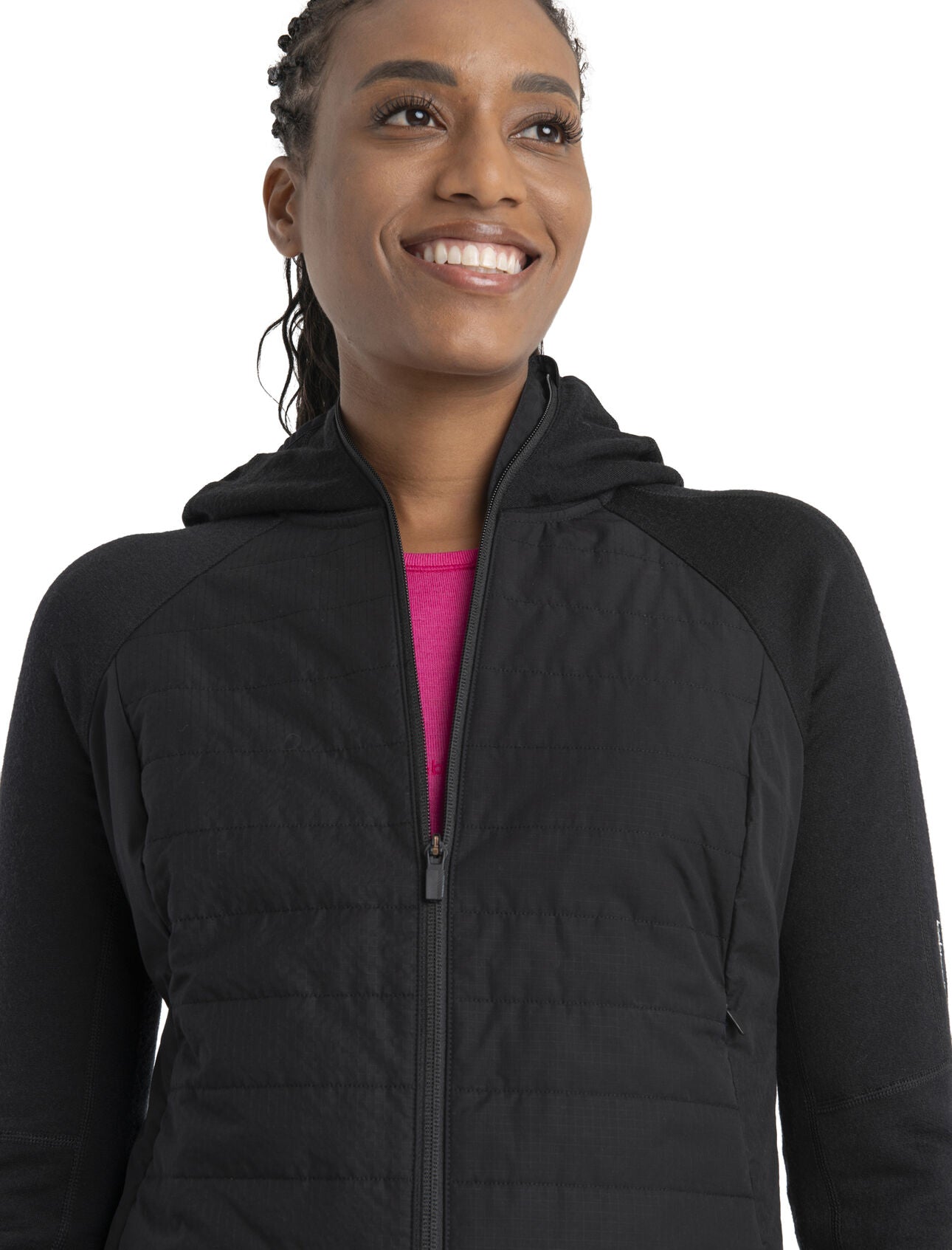 Womens Merino Blend Quantum Hybrid LS Zip Hoodie