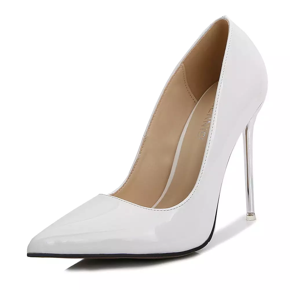 Women's Pointed Toe Shallow Metal Stiletto Heel Pumps