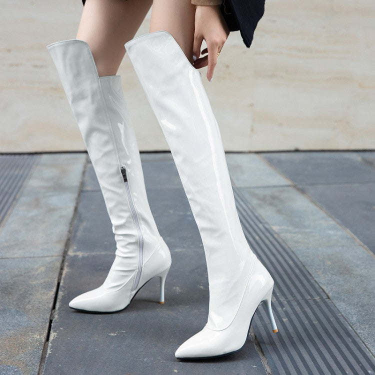 Women's Pointed Toe Side Zippers Stiletto Heel Over the Knee Boots