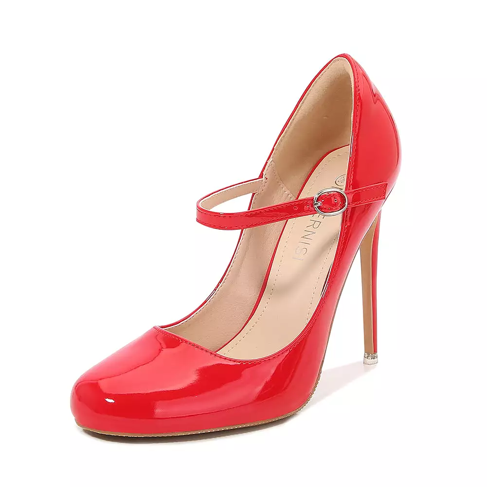 Women's Shallow Mary Janes Stiletto Heel Pumps