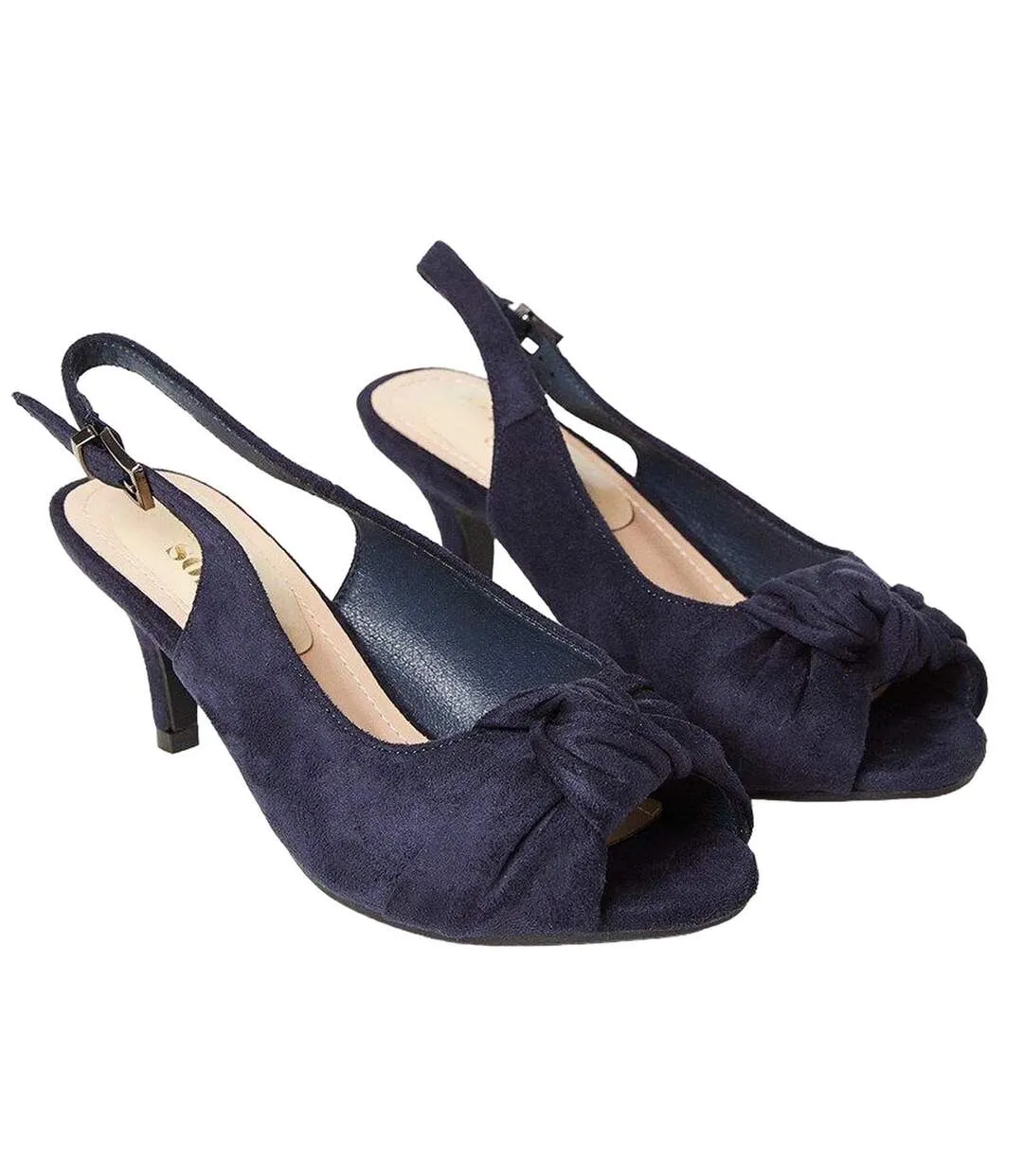 Womens/ladies taylor twist knot peep toe wide sandals navy Good For The Sole