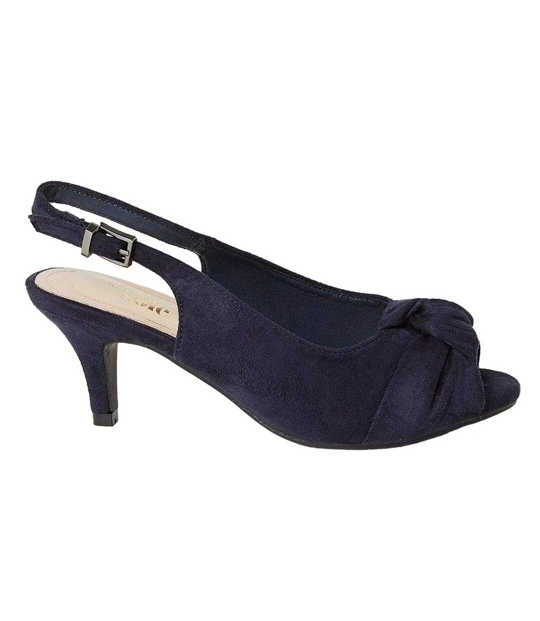 Womens/ladies taylor twist knot peep toe wide sandals navy Good For The Sole